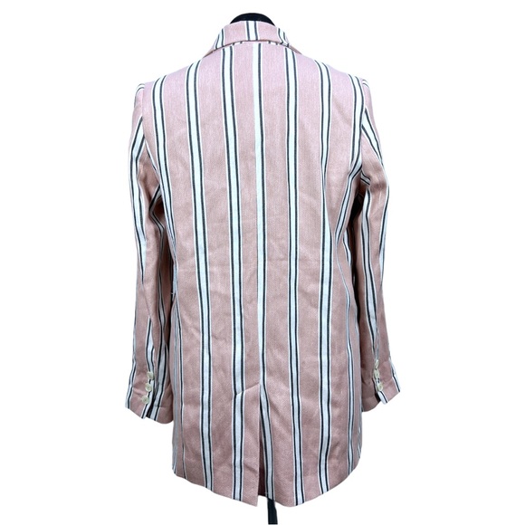Free People Uptown Girl Striped Cotton Blazer In Rose Size Medium - Picture 6 of 14